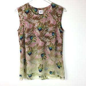CAbi Tropical Floral Layered Parlor Top